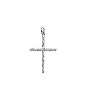 PINGENTE CRUCIFIXO G EM PRATA DE LEI 925, CRAVADO COM ZIRCÔNIAS E BANHO DE RÓDIO BRANCO
