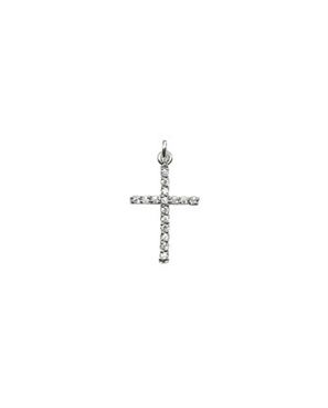 PINGENTE CRUCIFIXO P EM PRATA DE LEI 925, CRAVADO COM ZIRCÔNIAS E BANHO DE RÓDIO BRANCO