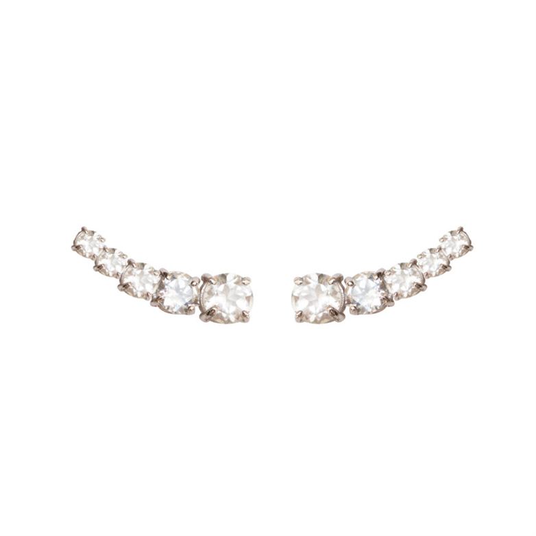Earcuff em prata de Lei 925 com topázios e ródio branco