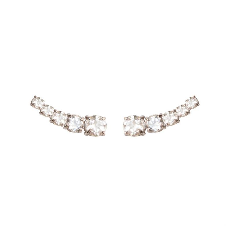 Earcuff em prata de Lei 925 com topázios e ródio branco