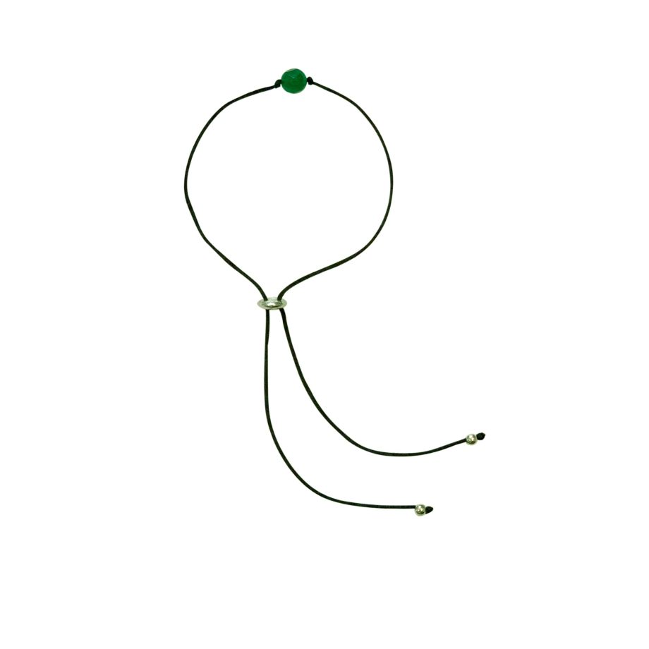 PULSEIRA EM PRATA DE LEI 925 COM PONTEIRAS EM PRATA E JADE VERDE