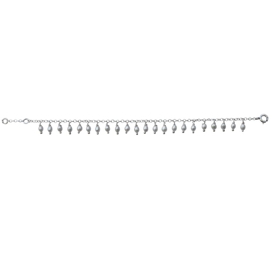 Pulseira em prata de lei 925 com pérolas
