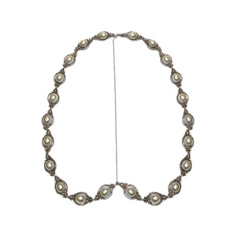 Headpiece articulada perolas ovais - banho prata