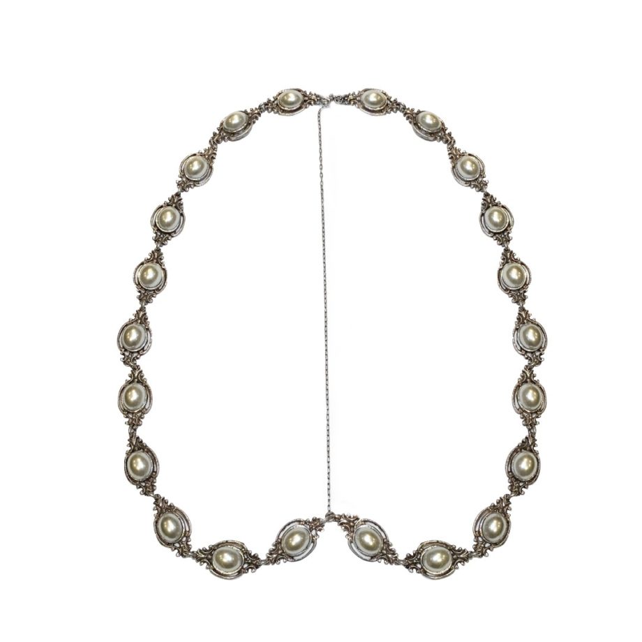 Headpiece articulada perolas ovais - banho prata