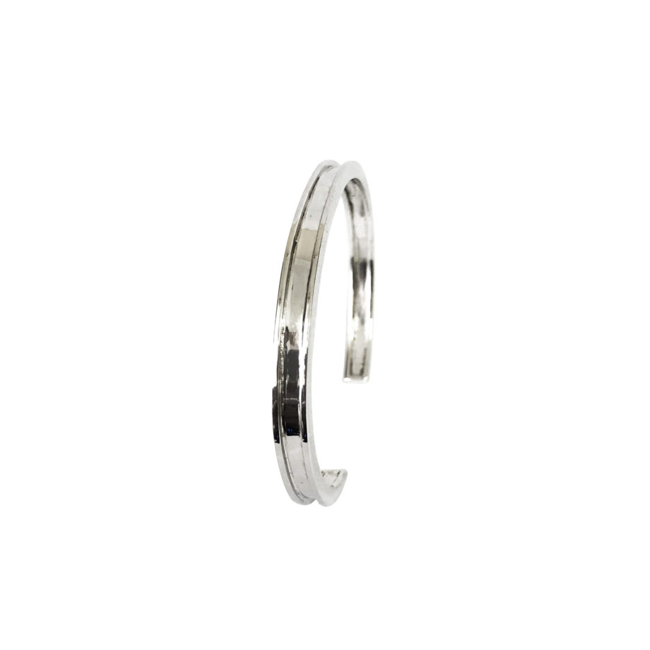 BRACELETE RÍGIDO EM PRATA DE LEI 925 COM BANHO DE RÓDIO BRANCO