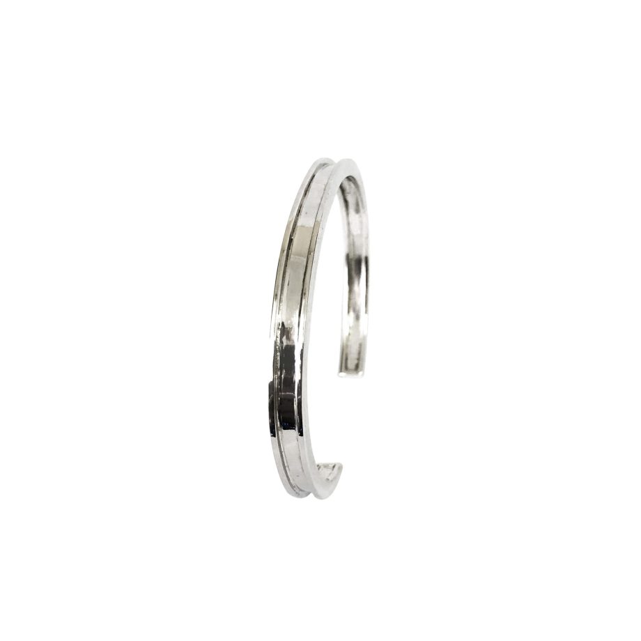 BRACELETE RÍGIDO EM PRATA DE LEI 925 COM BANHO DE RÓDIO BRANCO