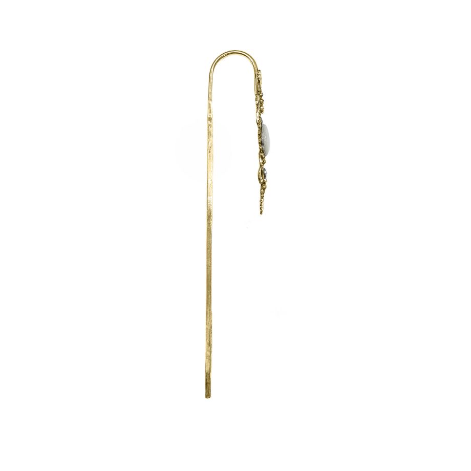 MARCADOR DE LIVRO BARRETE COM MARCASSITAS E MADREPÉROLA DOURADO – 1UN