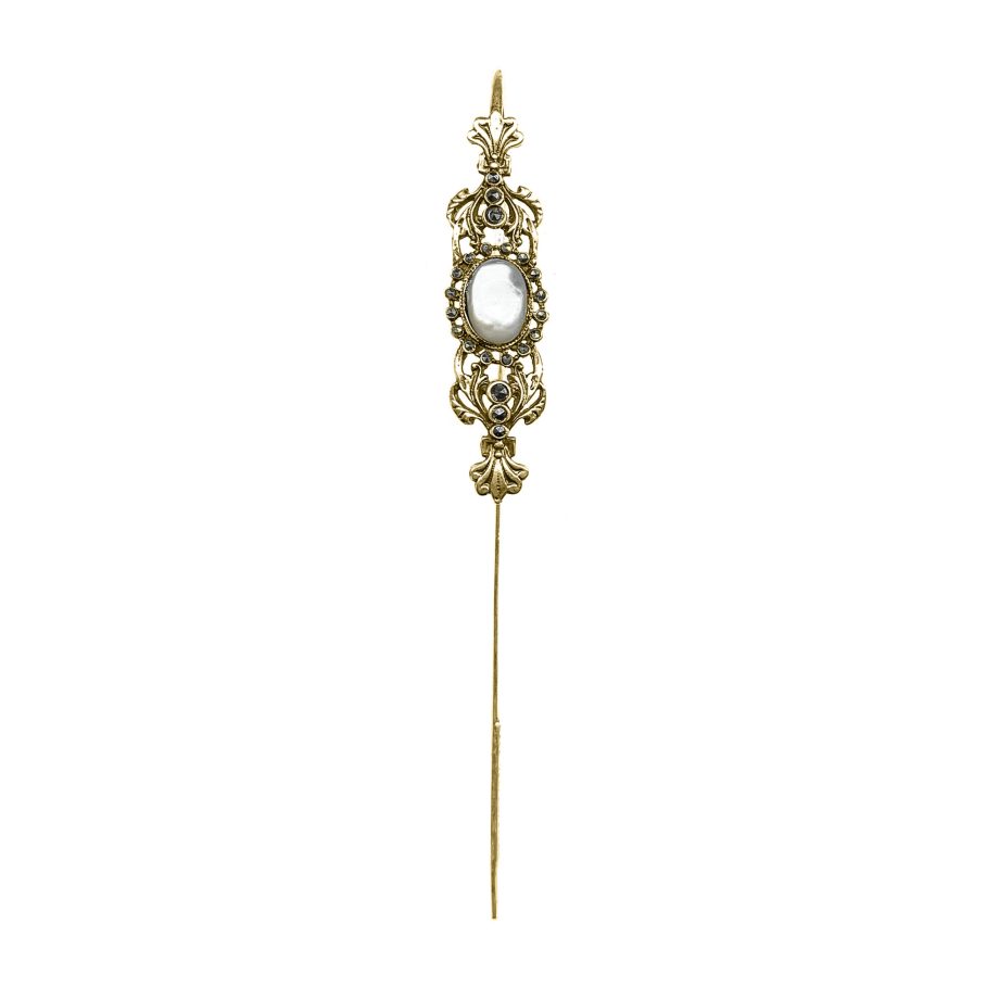 MARCADOR DE LIVRO BARRETE COM MARCASSITAS E MADREPÉROLA DOURADO – 1UN