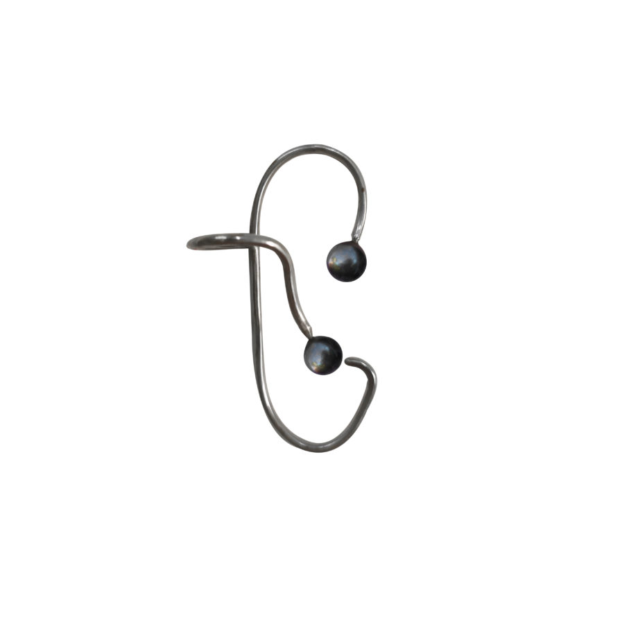 Piercing em prata de Lei 925 com pérola negra