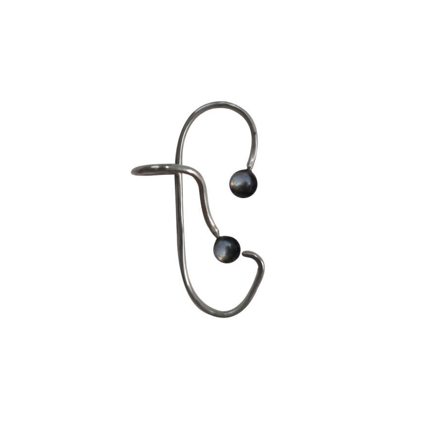 Piercing em prata de Lei 925 com pérola negra