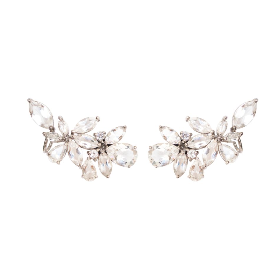 Earcuff em prata de Lei 925 com topázios e ródio branco