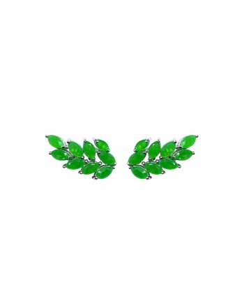 EARCUFF EM PRATA DE LEI 925 COM JADES E RÓDIO BRANCO