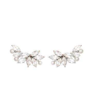Earcuff em prata de Lei 925 com topázios, pérolas e ródio branco