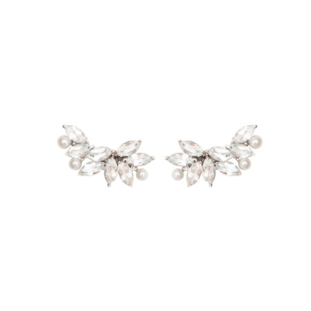 Earcuff em prata de Lei 925 com topázios, pérolas e ródio branco