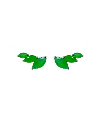 Earcuff em prata de Lei 925 com jades e ródio branco