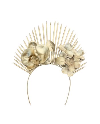 HEADPIECE SPIKES COM FLORES DOURADAS