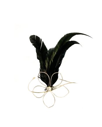HEADPIECE ANATÔMICA COM CRISTAL E PENAS