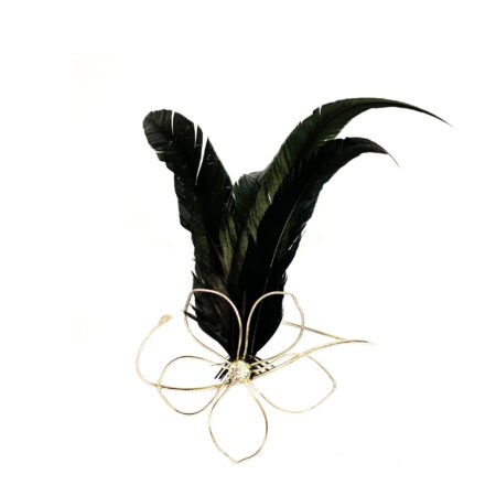 HEADPIECE ANATÔMICA COM CRISTAL E PENAS