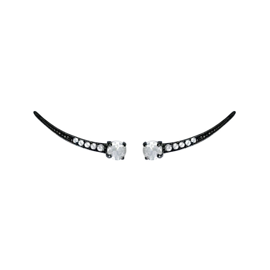 EARCUFF COMETA PRATA DE LEI 925 COM TOPÁZIOS E RÓDIO NEGRO