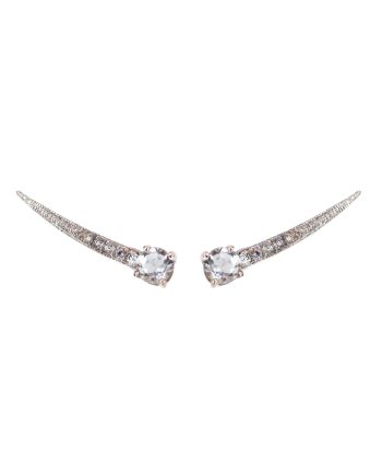 Earcuff cometa prata de lei 925 com topázios e ródio branco