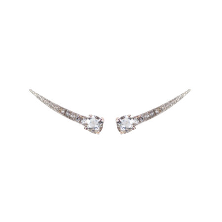 Earcuff cometa prata de lei 925 com topázios e ródio branco