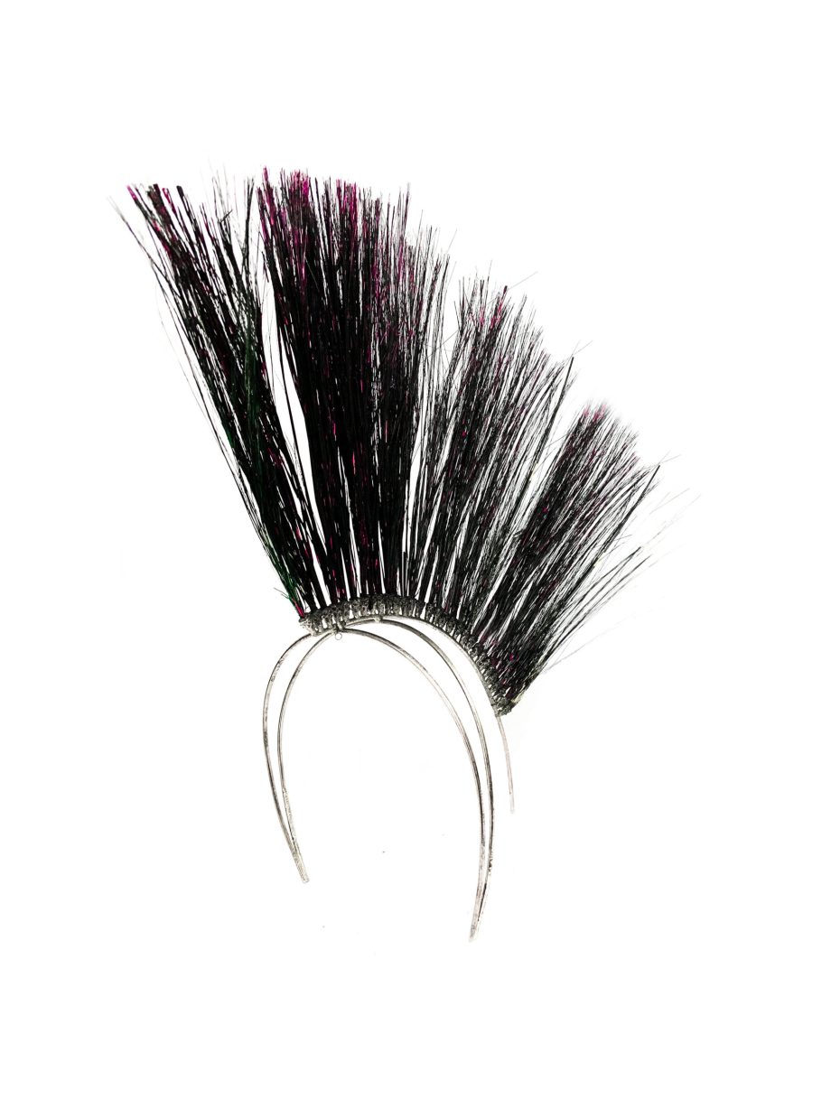 HEADPIECE MOICANO COM RAFIS PRETA