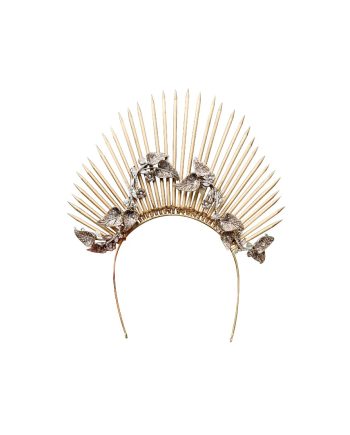 HEADPIECE DE SPIKES COM FOLHAS E CRISTAIS