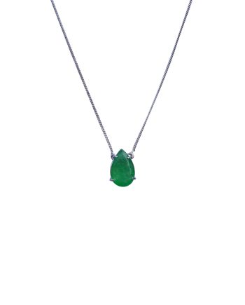 COLAR EM PRATA DE LEI 925 COM JADE E RÓDIO BRANCO