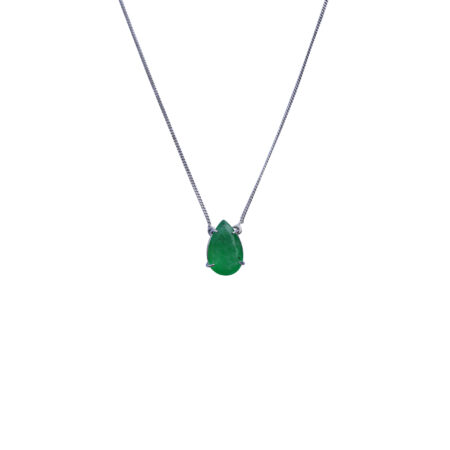 COLAR EM PRATA DE LEI 925 COM JADE E RÓDIO BRANCO