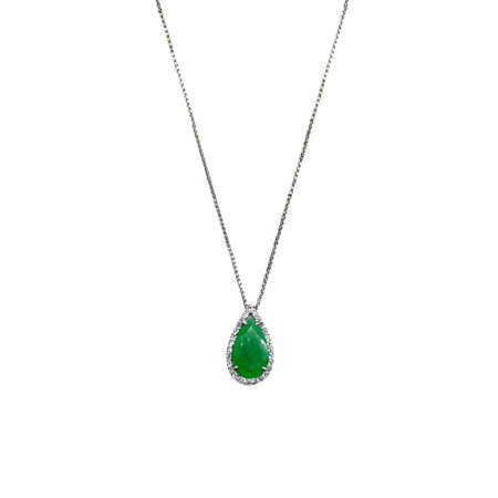 Colar em prata de Lei 925 com jade, topázios e ródio branco