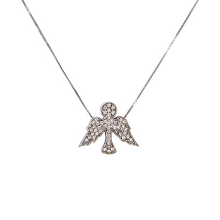 Colar Espírito santo em ouro branco 18K com diamantes