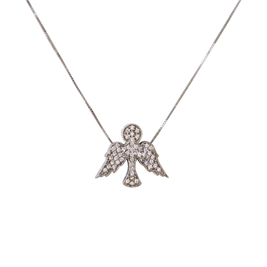 Colar Espírito santo em ouro branco 18K com diamantes