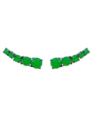EARCUFF EM PRATA DE LEI 925 COM JADES E RÓDIO NEGRO