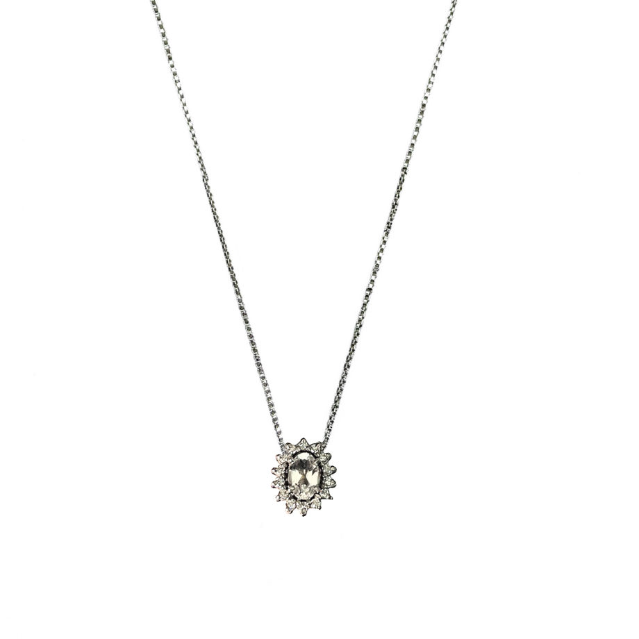 COLAR EM OURO BRANCO 18K COM DIAMANTES