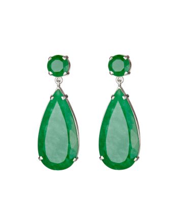 Brinco em ouro branco 18k com jade