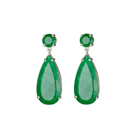 Brinco em ouro branco 18k com jade