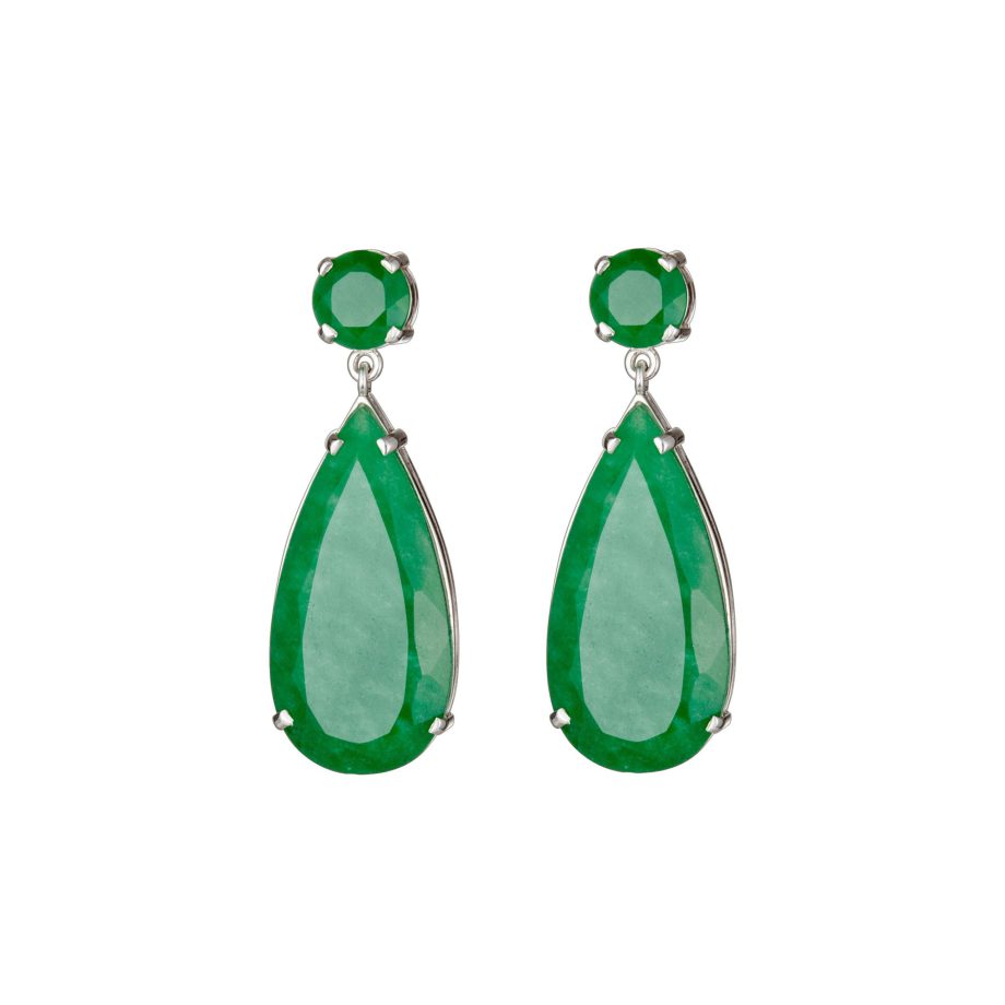 Brinco em ouro branco 18k com jade