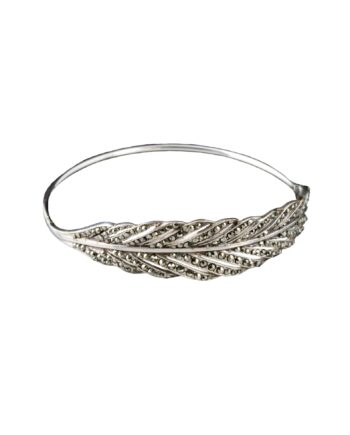 BRACELETE RÍGIDO EM PRATA DE LEI 925 COM MARCASSITAS