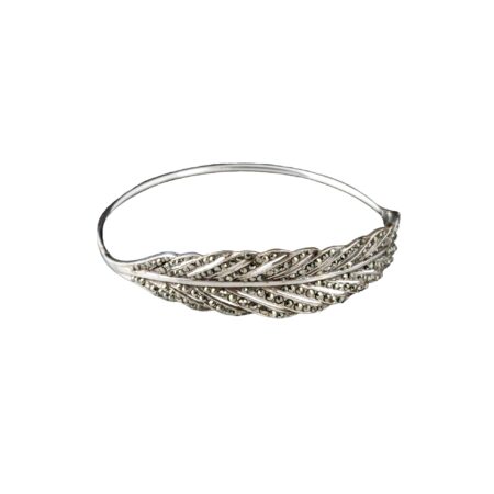 BRACELETE RÍGIDO EM PRATA DE LEI 925 COM MARCASSITAS