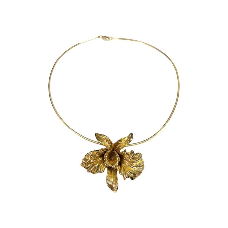 CHOCKER ORQUÍDEA EM PRATA DE LEI 925 COM BANHO DOURADO