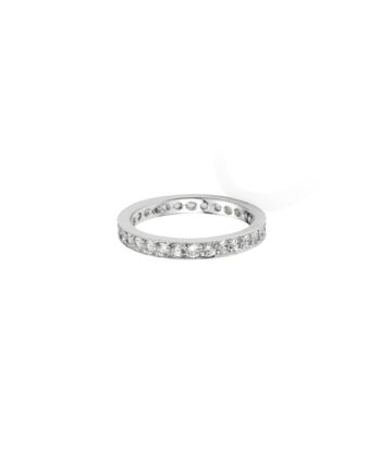 Aliança em ouro branco 18k com diamantes e banho de ródio branco