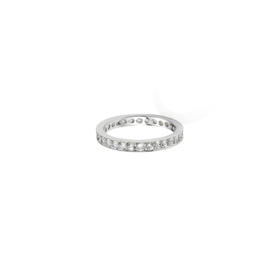 Aliança em ouro branco 18k com diamantes e banho de ródio branco