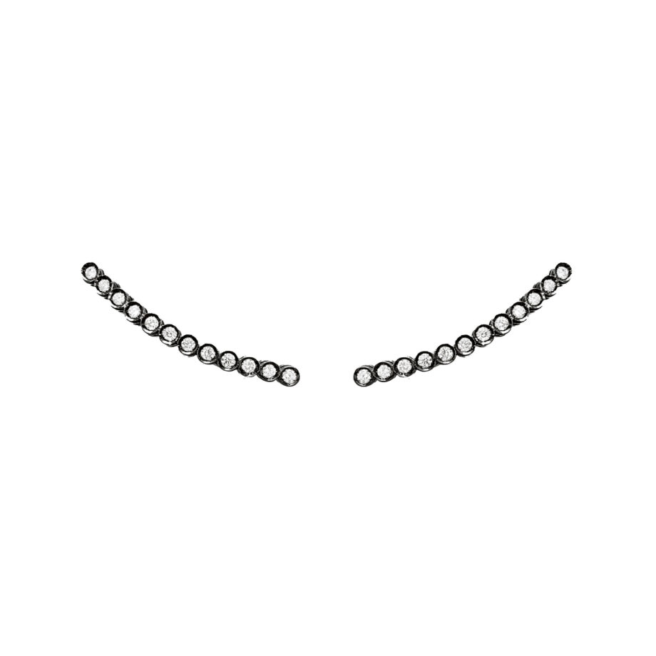 EARCUFF EM PRATA DE LEI 925 COM TOPÁZIOS E NEGRO E RÓDIO NEGRO
