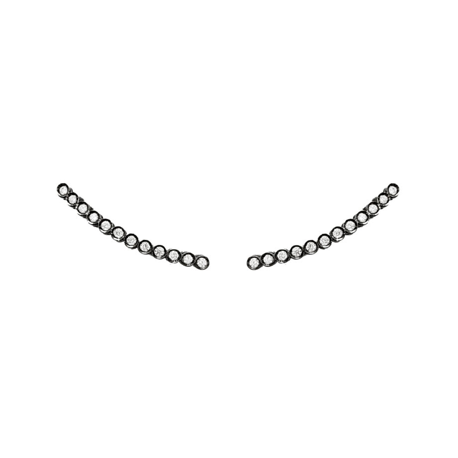 EARCUFF EM PRATA DE LEI 925 COM TOPÁZIOS E NEGRO E RÓDIO NEGRO