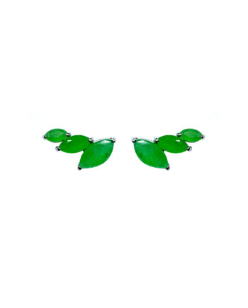 Earcuff em prata de Lei 925 com jades e ródio branco