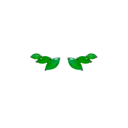 Earcuff em prata de Lei 925 com jades e ródio branco