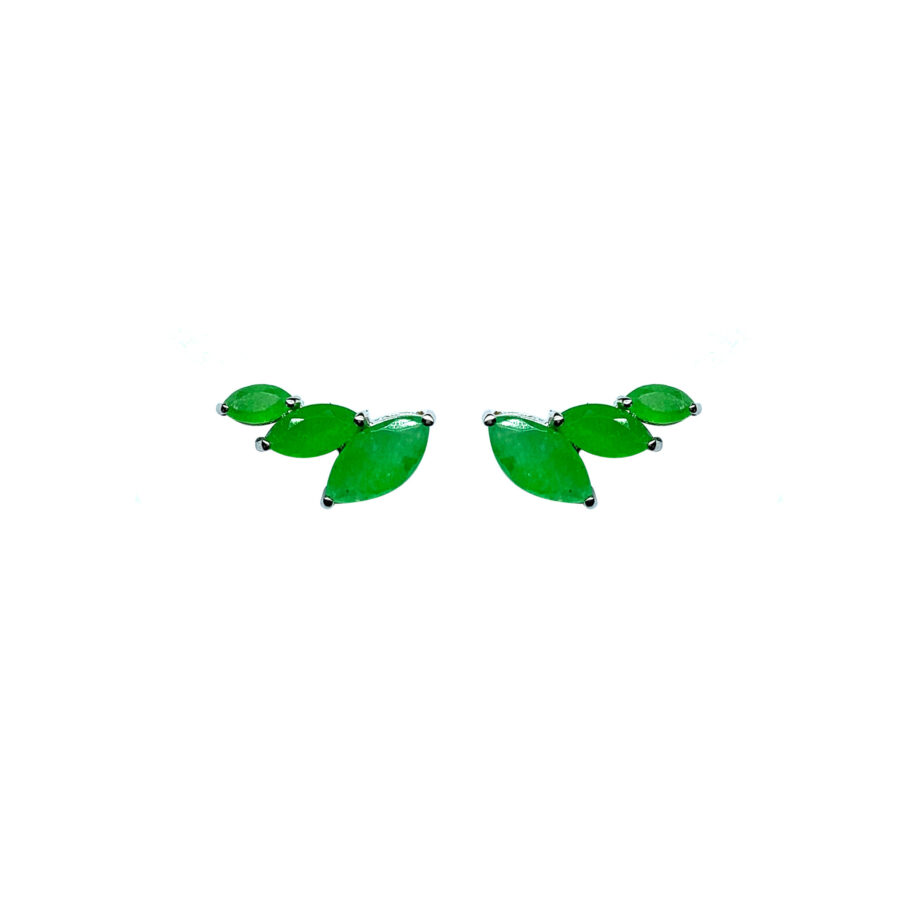Earcuff em prata de Lei 925 com jades e ródio branco