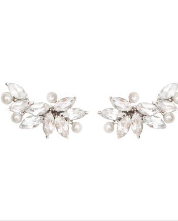 Earcuff em prata de Lei 925 com topázios, pérolas e ródio branco