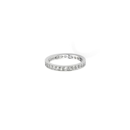 Aliança em ouro branco 18k com diamantes e banho de ródio branco