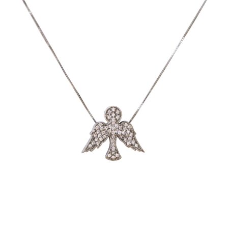 Colar Espírito santo em ouro branco 18K com diamantes